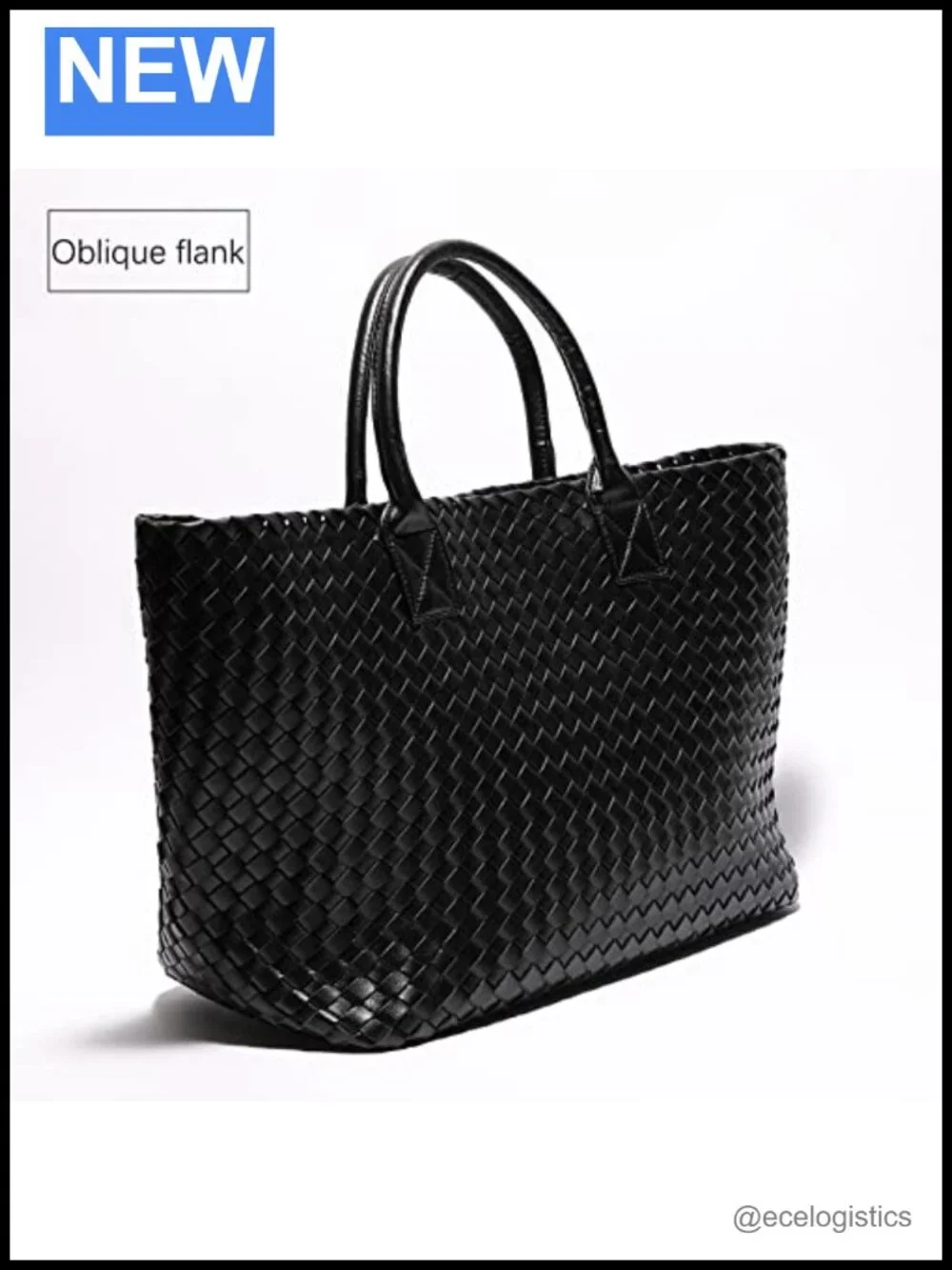 Woven Vegan Leather Tote Bag Large Capacity Shoulder Shopper